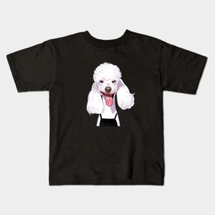 White Poodle Black Dress Kids T-Shirt